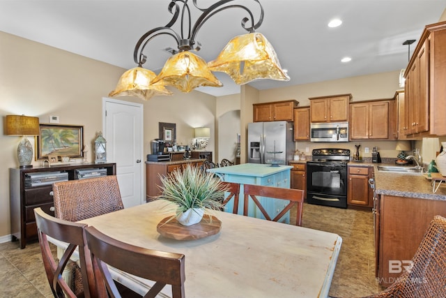 dining room featuring sink