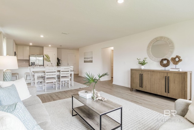 living room featuring light hardwood / wood-style flooring