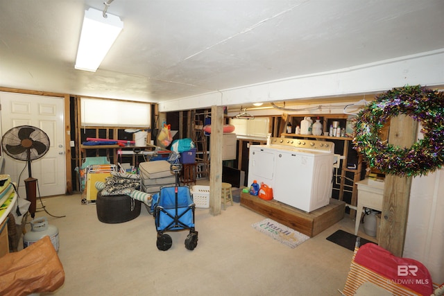 finished below grade area with washer and clothes dryer