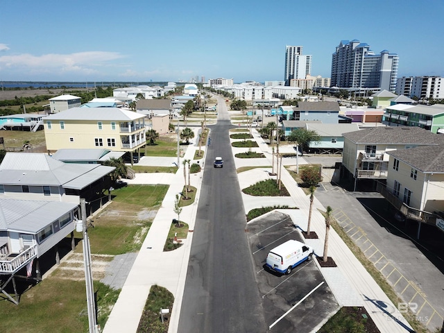 drone / aerial view with a city view