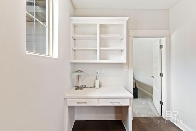 unfurnished office featuring wood-type flooring