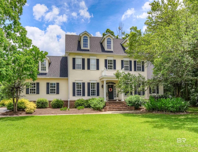 colonial house with a front lawn