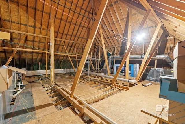 view of unfinished attic