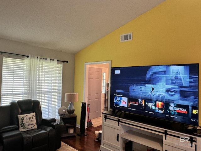 14313 Hemley Rd, Coden, AL 36523 - living room with lofted ceiling and a textured ceiling
