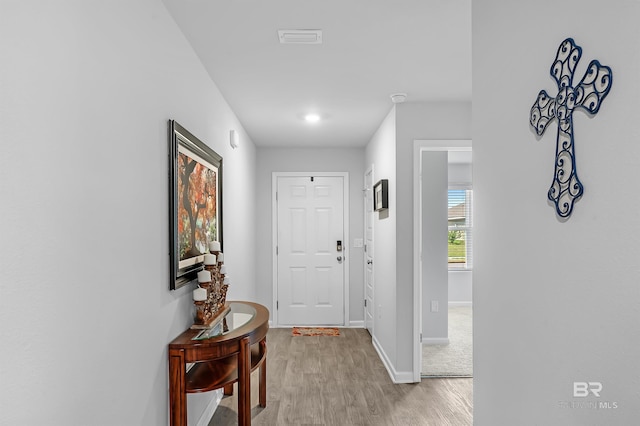 entryway with light wood-type flooring