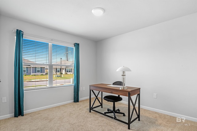 view of carpeted office space