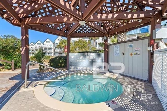 view of pool featuring a gazebo