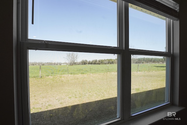 interior details with a rural view