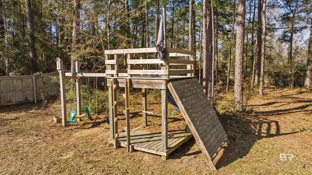 view of play area with fence