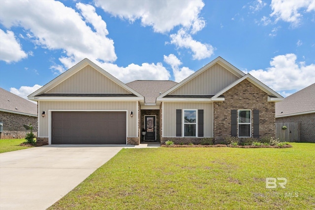 10487 Sand Dune Ave, Mobile, AL 36695 - craftsman-style home featuring a garage, driveway, brick siding, and board and batten siding