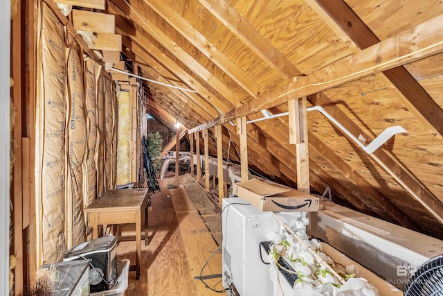 view of unfinished attic