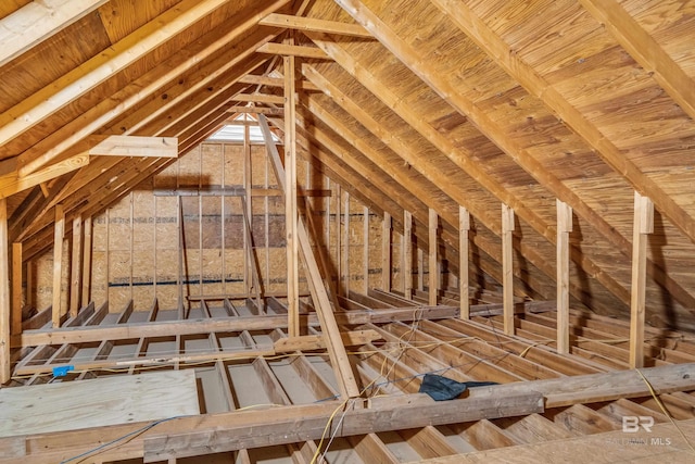 view of unfinished attic