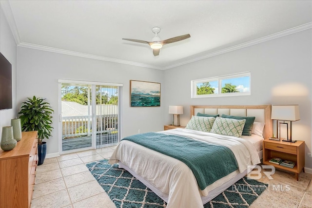 5553 Ponte Verde Rd, Pensacola, FL 32507 - bedroom with crown molding, access to outside, baseboards, and multiple windows