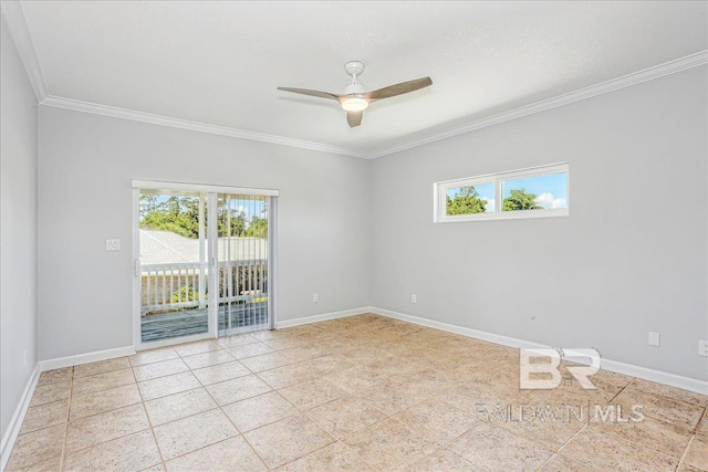 5553 Ponte Verde Rd, Pensacola, FL 32507 - empty room featuring crown molding, baseboards, and a healthy amount of sunlight