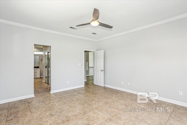 5553 Ponte Verde Rd, Pensacola, FL 32507 - unfurnished bedroom with crown molding, baseboards, and visible vents