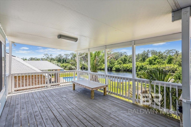 5553 Ponte Verde Rd, Pensacola, FL 32507 - wooden terrace with a water view