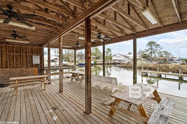 view of dock featuring a water view