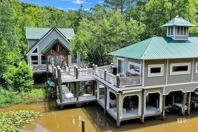 42168 Bayou Rd, Bay Minette, AL 36507 - dock area featuring a deck with water view and stairs