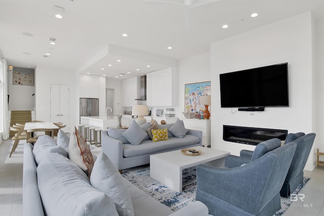 view of tiled living room