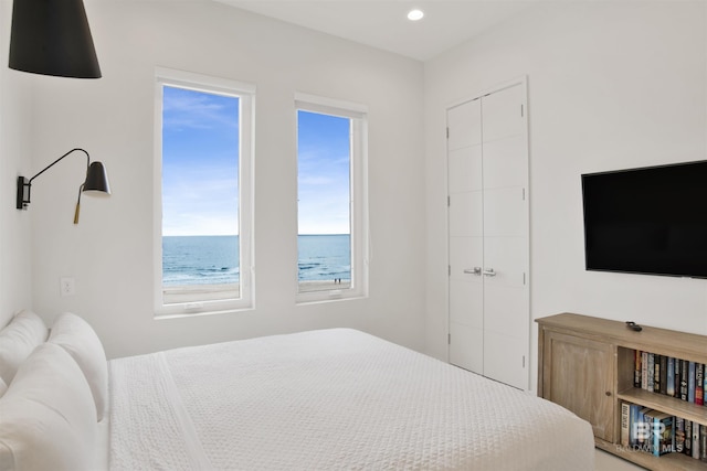 bedroom with multiple windows and a closet