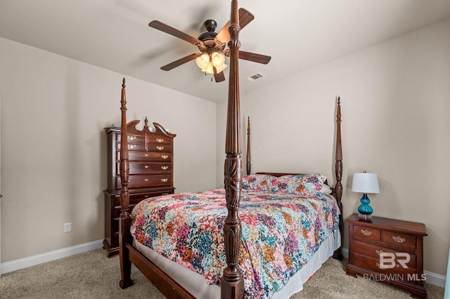 14766 Sonoma Blvd, Silverhill, AL 36576 - bedroom featuring carpet floors, baseboards, ceiling fan, and visible vents