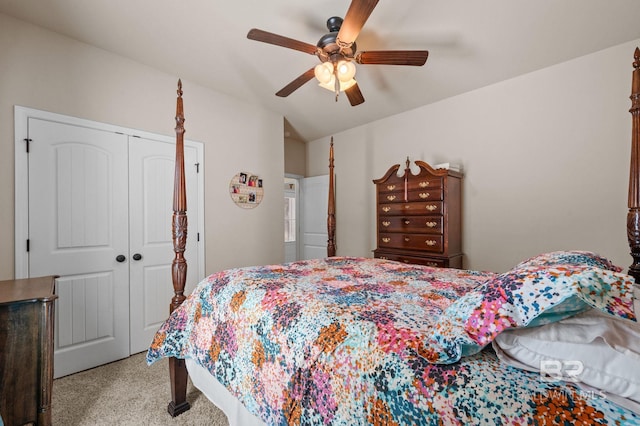 14766 Sonoma Blvd, Silverhill, AL 36576 - carpeted bedroom featuring a ceiling fan, a closet, and lofted ceiling