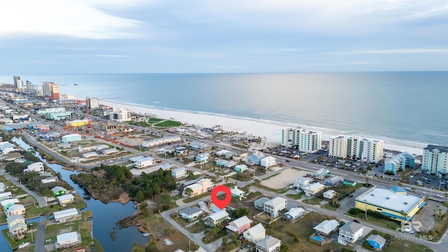 drone / aerial view with a water view and a city view