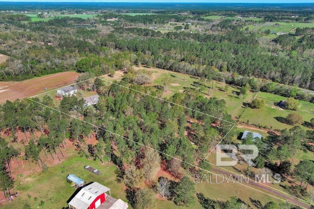 aerial view with a rural view