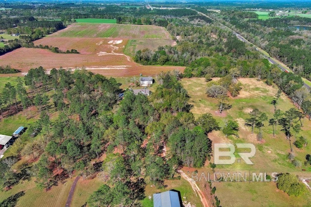 aerial view featuring a rural view