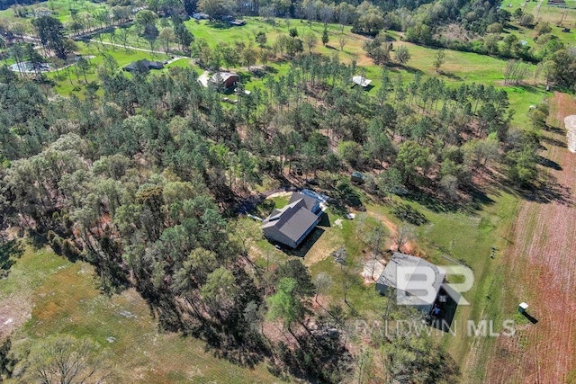 aerial view featuring a rural view