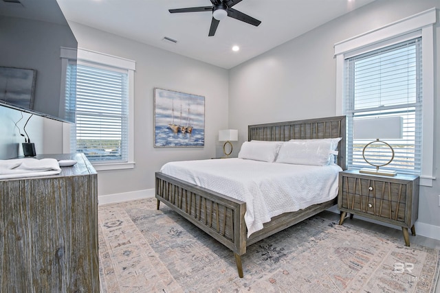 bedroom featuring ceiling fan