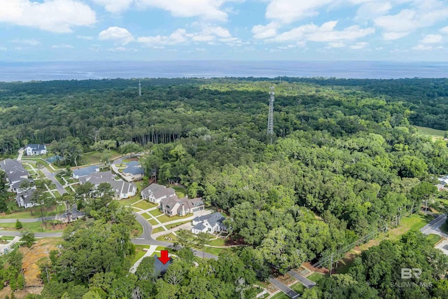 view of property location featuring a forest