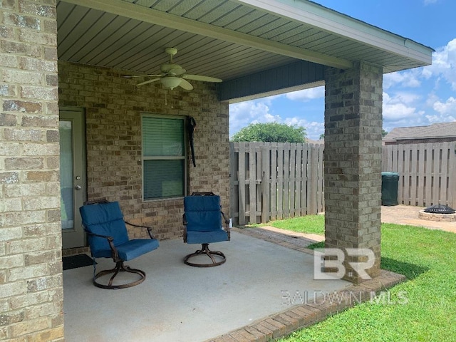 view of patio / terrace featuring ceiling fan