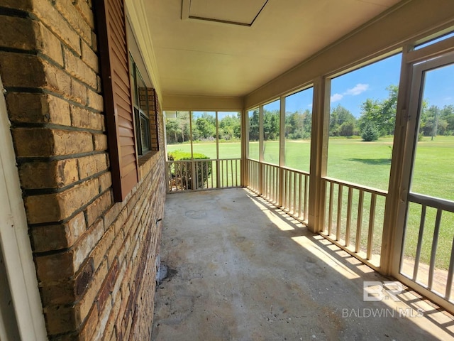 view of unfurnished sunroom