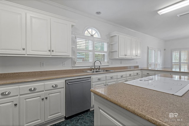 kitchen with dishwasher and white cabinets