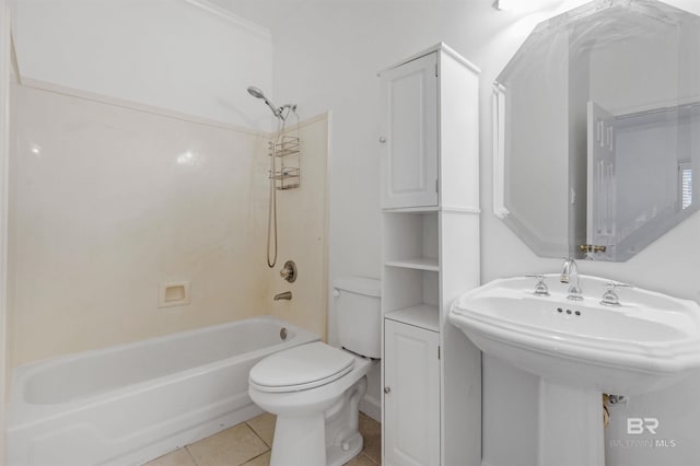 full bathroom featuring sink, tile patterned floors, shower / bathtub combination, and toilet