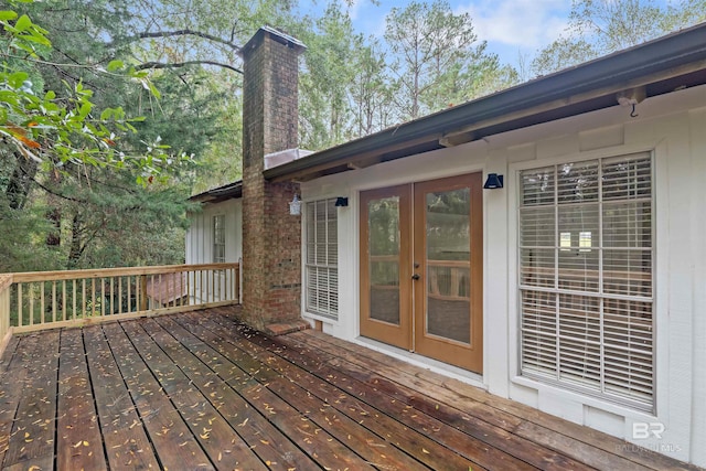 wooden deck featuring french doors