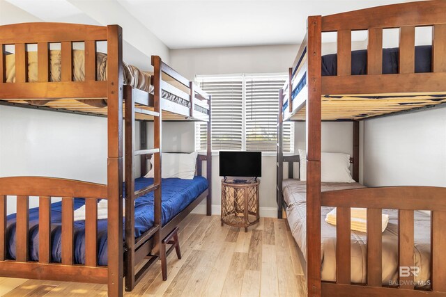 bedroom with light hardwood / wood-style flooring