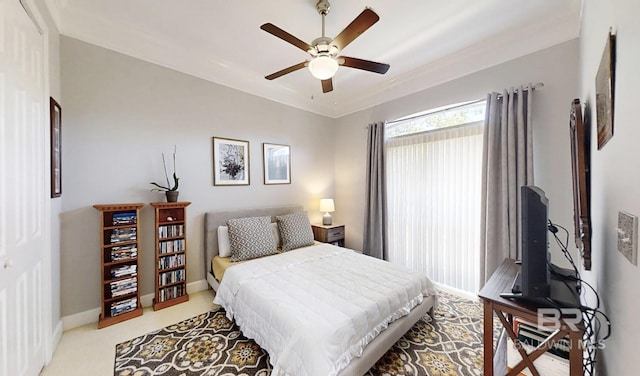 200 Peninsula Blvd Unit A202, Gulf Shores, AL 36542 - carpeted bedroom with a ceiling fan and crown molding