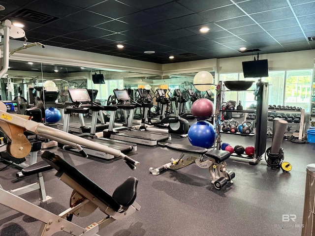 200 Peninsula Blvd Unit A202, Gulf Shores, AL 36542 - workout area featuring a drop ceiling