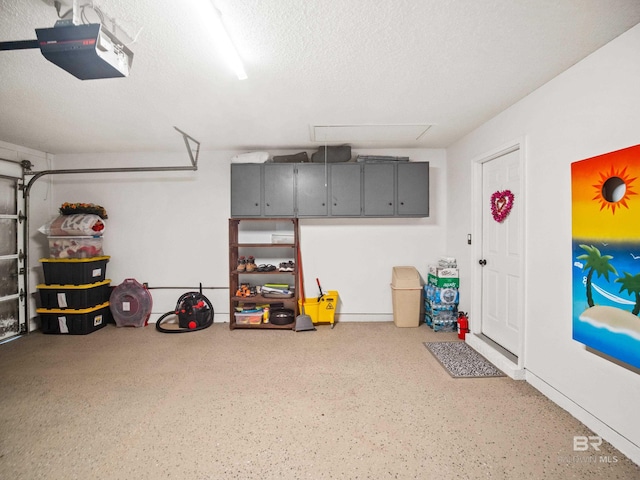 garage with a garage door opener