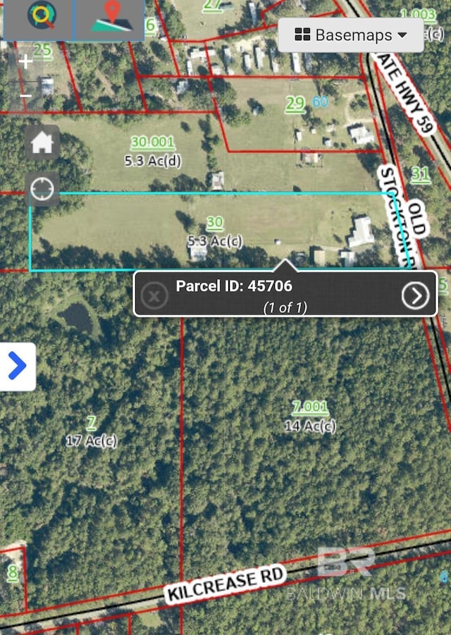 map / location with property parcel outlined