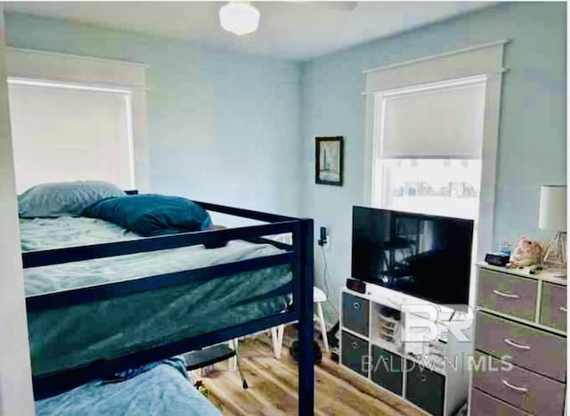 bedroom with wood finished floors
