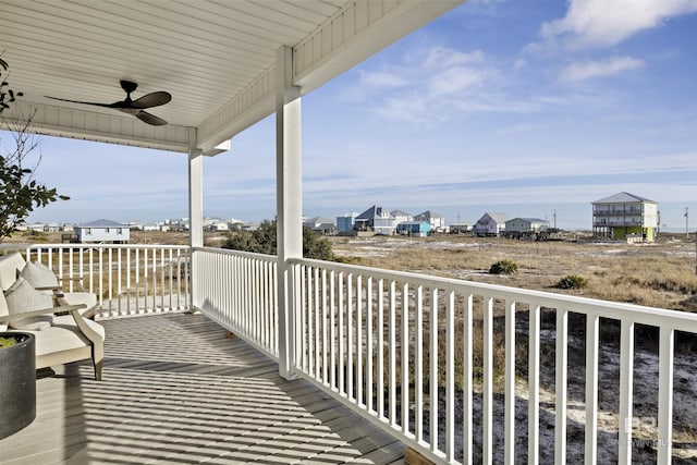 balcony with ceiling fan