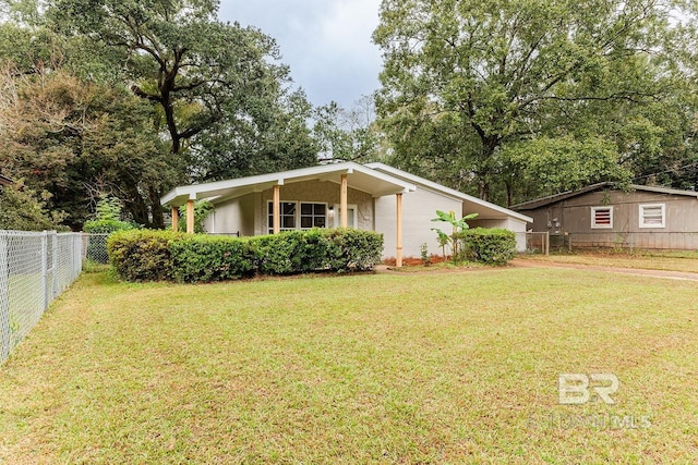 exterior space with a front yard