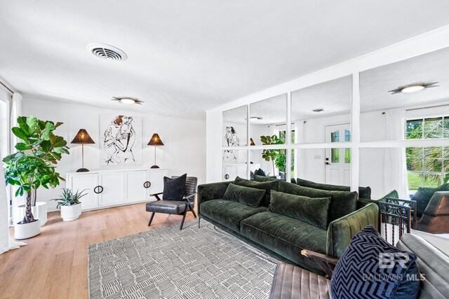 living room with light wood-type flooring