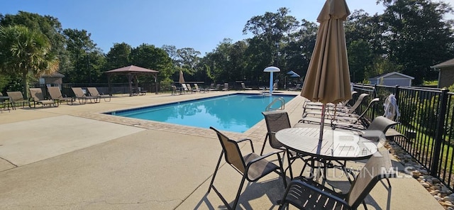 view of pool featuring a patio