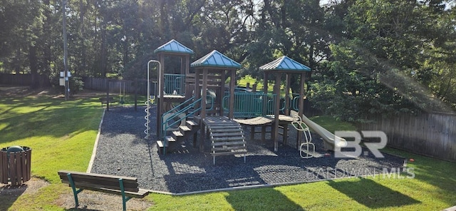 view of play area featuring a yard