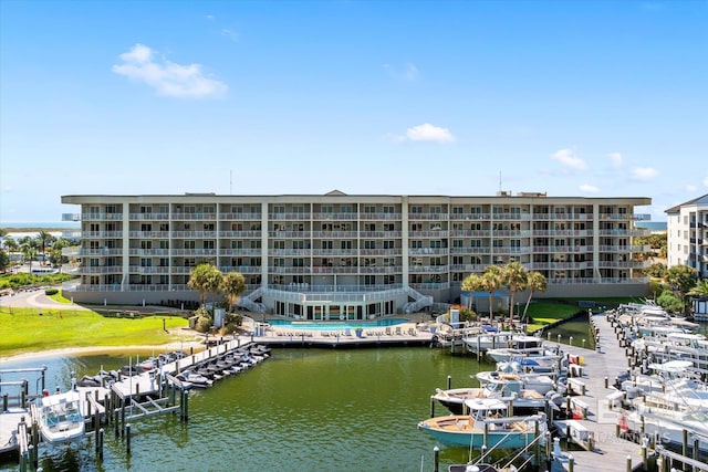 exterior space featuring a water view