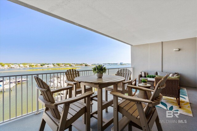 balcony with a water view